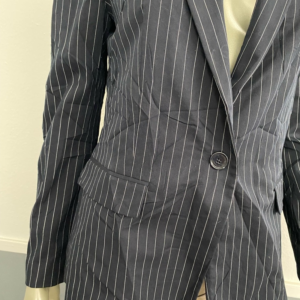 Zara Basic Blazer/Coat/Jacket Striped Blouse Sz L… - image 5